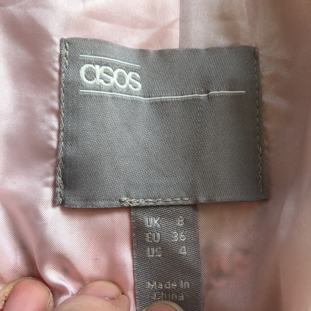 ASOS pink/grey plaid double-breasted blazer - Picture 3 of 9